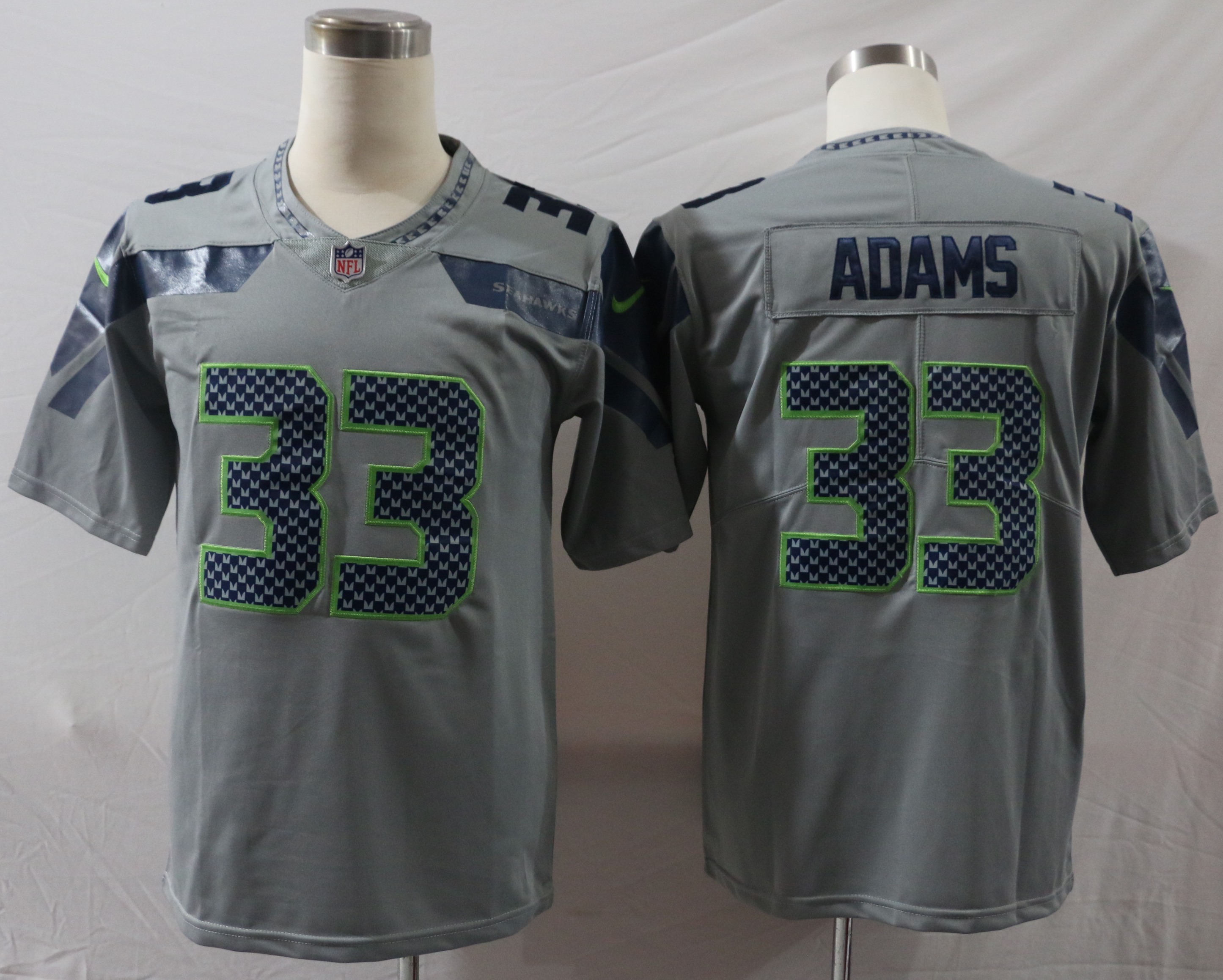 Men's Seattle Seahawks Jamal Adams #33 Gray Jersey